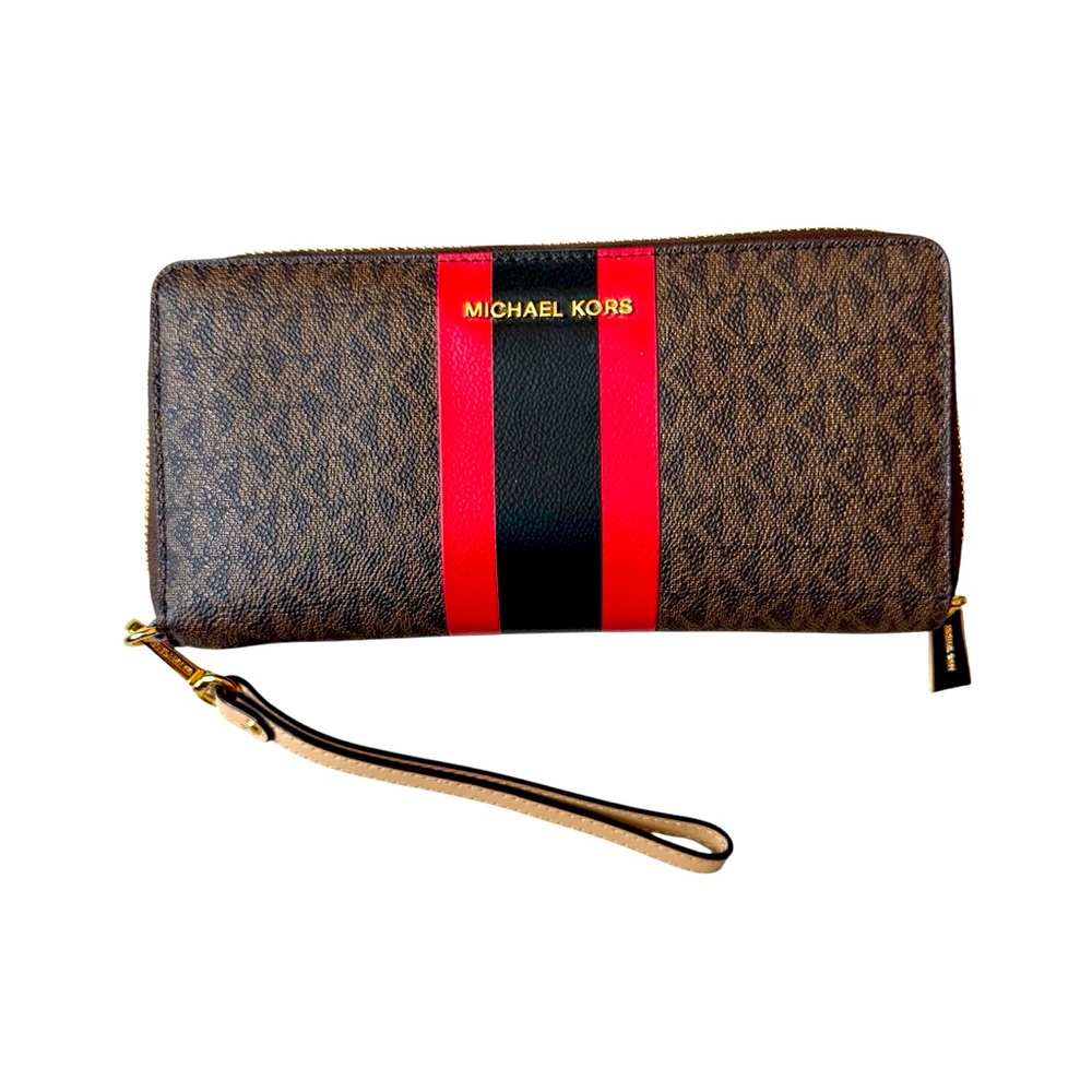 Michael Kors Continental Stripe Wallet Wristlet travel jet set NWOT
